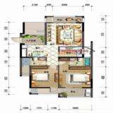 C户型 2房2厅2阳台+入户花园 建筑面积：约97㎡