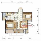 B户型 2房2厅1卫1阳台 建筑面积：约77㎡
