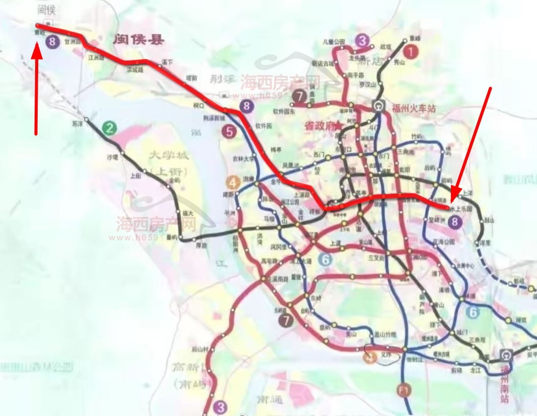 福州地铁第三规划图:地铁8号线取代5号线二期!