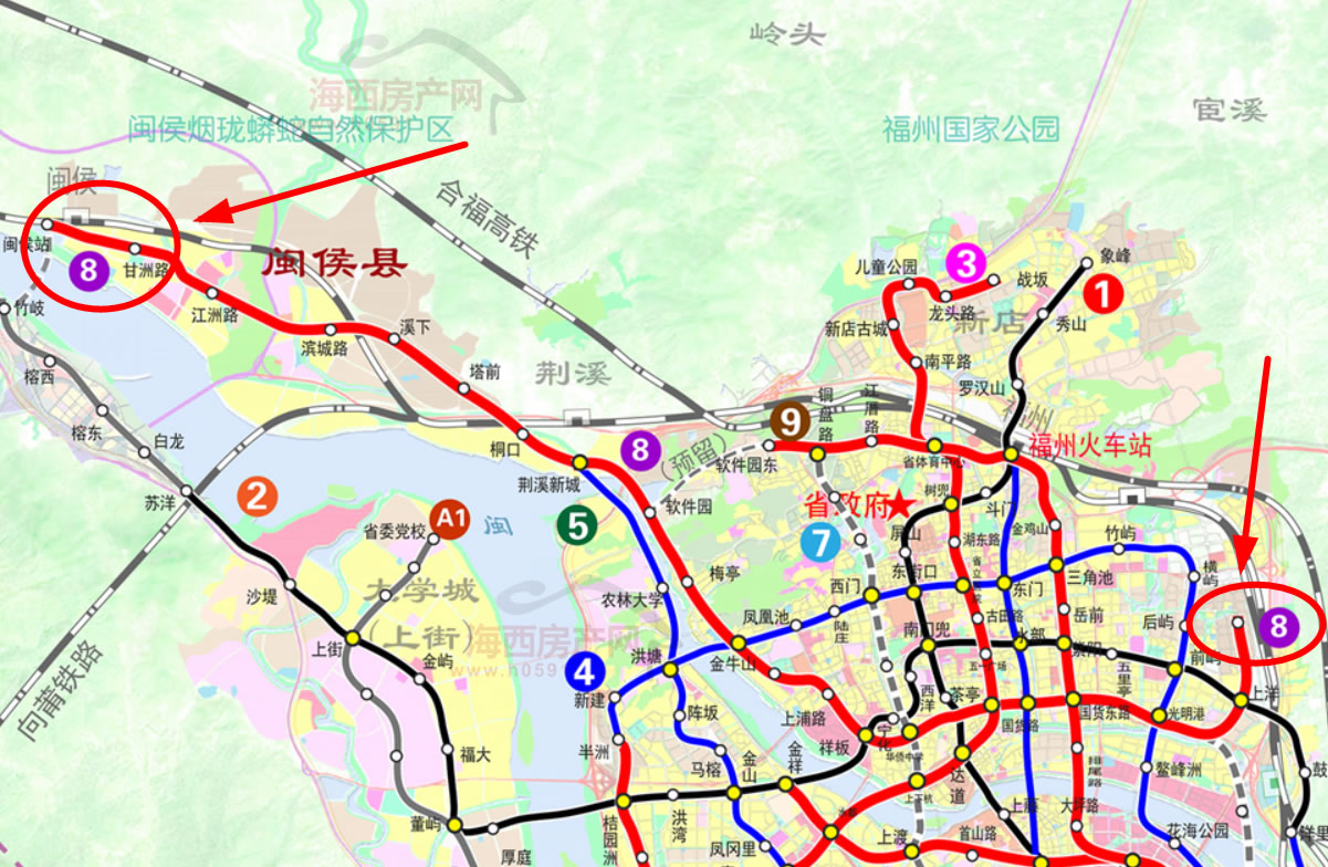 福州地铁第三轮规划图曝光:地铁8号线取代5号线二期!